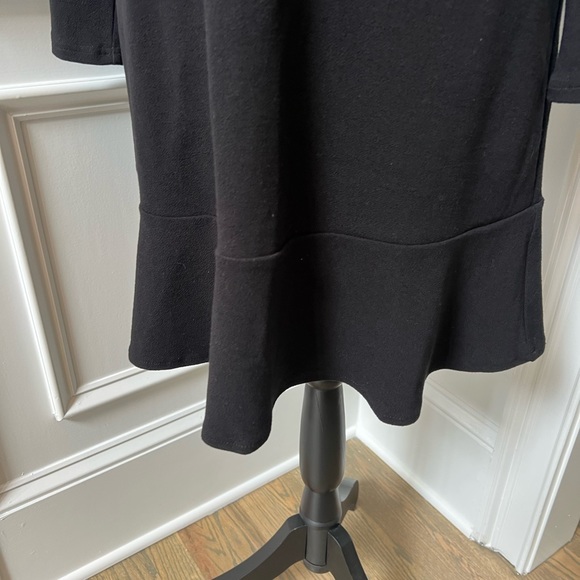 NWT Ann Taylor Loft Black White Ruffle Neckline Trim A Line Flounce Hem Dress - Picture 5 of 9